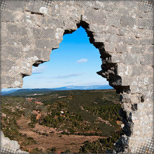 The hole in the wall created by the attack